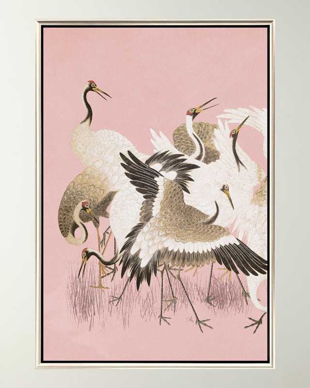 "Plumule Curious Cranes" Framed Giclee